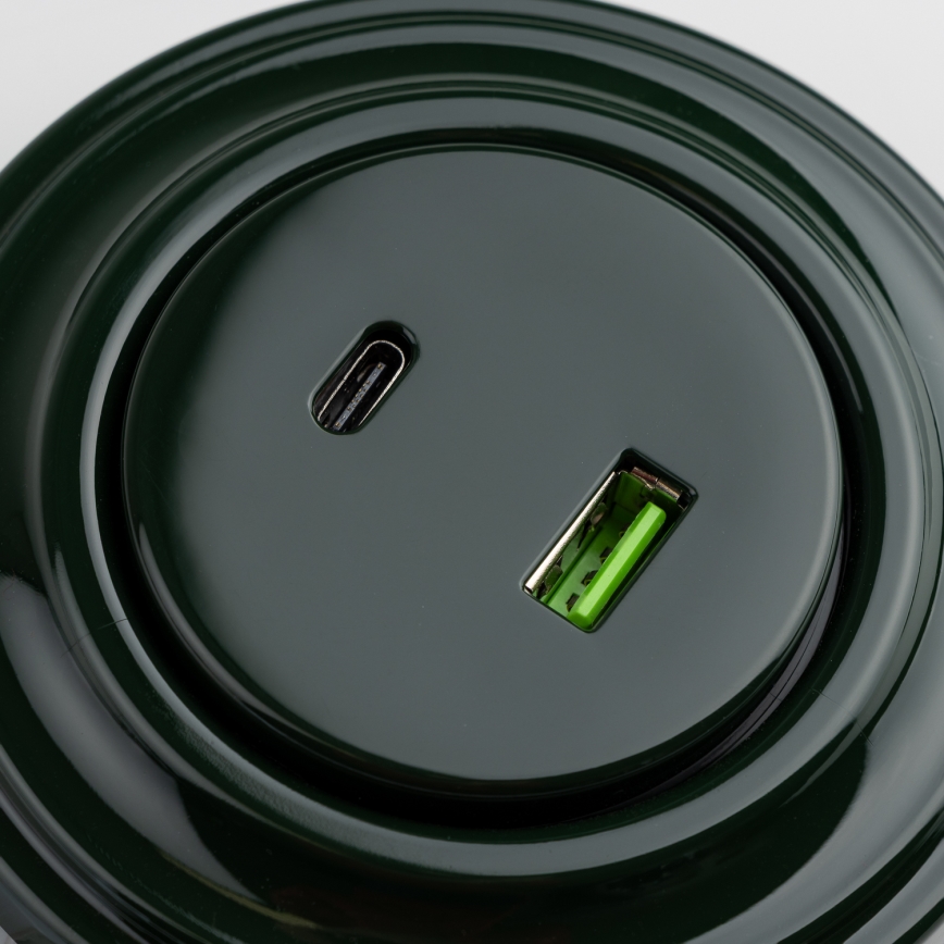 Kliklap - Retro USB-aansluiting A+C met afdekraam, groen