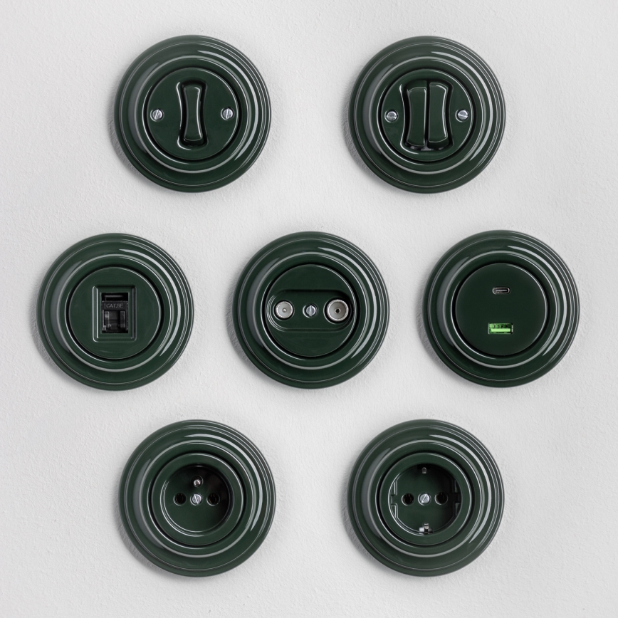 Kliklap - Retro USB-aansluiting A+C met afdekraam, groen