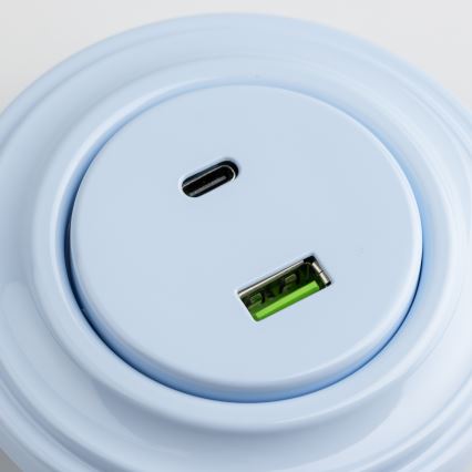 Kliklap - Retro USB-stopcontact A+C met afdekraam, blauw