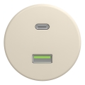 Kliklap - Retro USB-stopcontact A+C zonder afdekraam beige