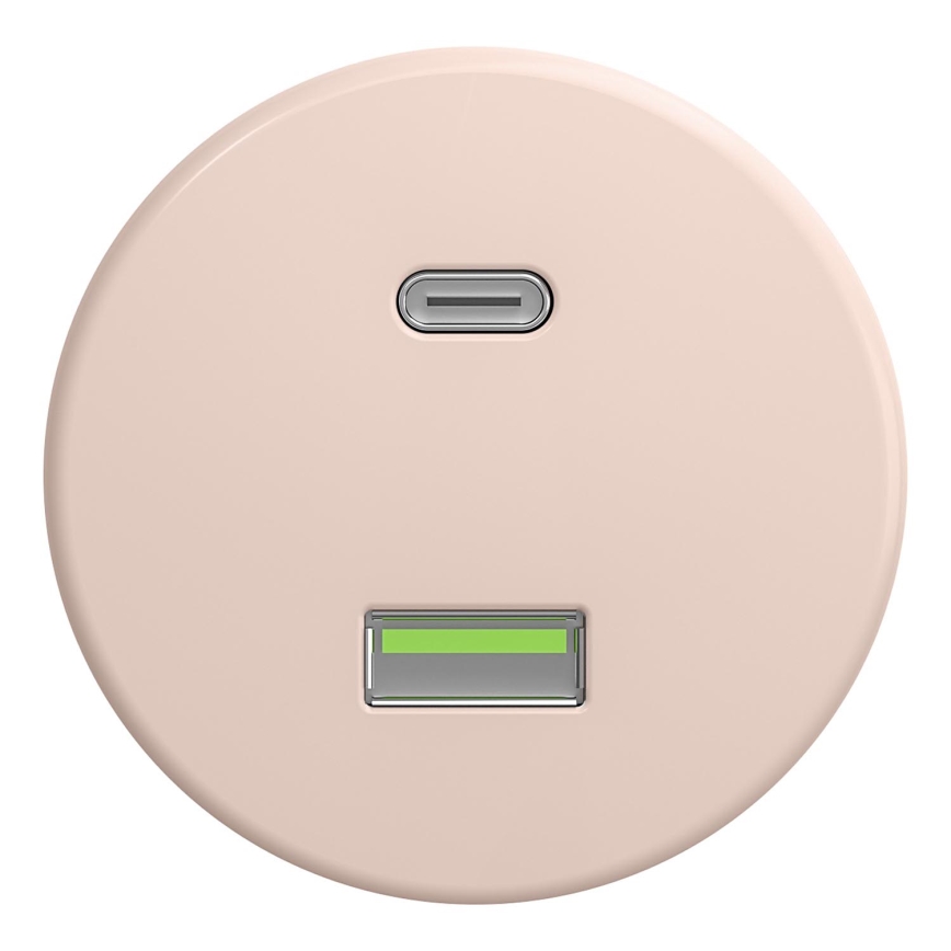 Kliklap - Retro USB-stopcontact A+C zonder afdekraam, oudroze