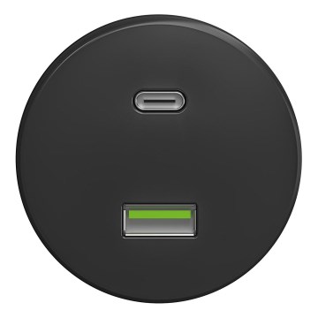 Kliklap - Retro USB stopcontact A+C zonder frame antraciet