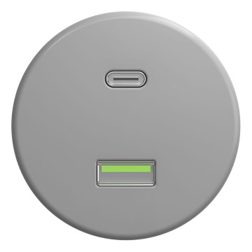 Kliklap - Retro USB stopcontact A+C zonder frame grijs