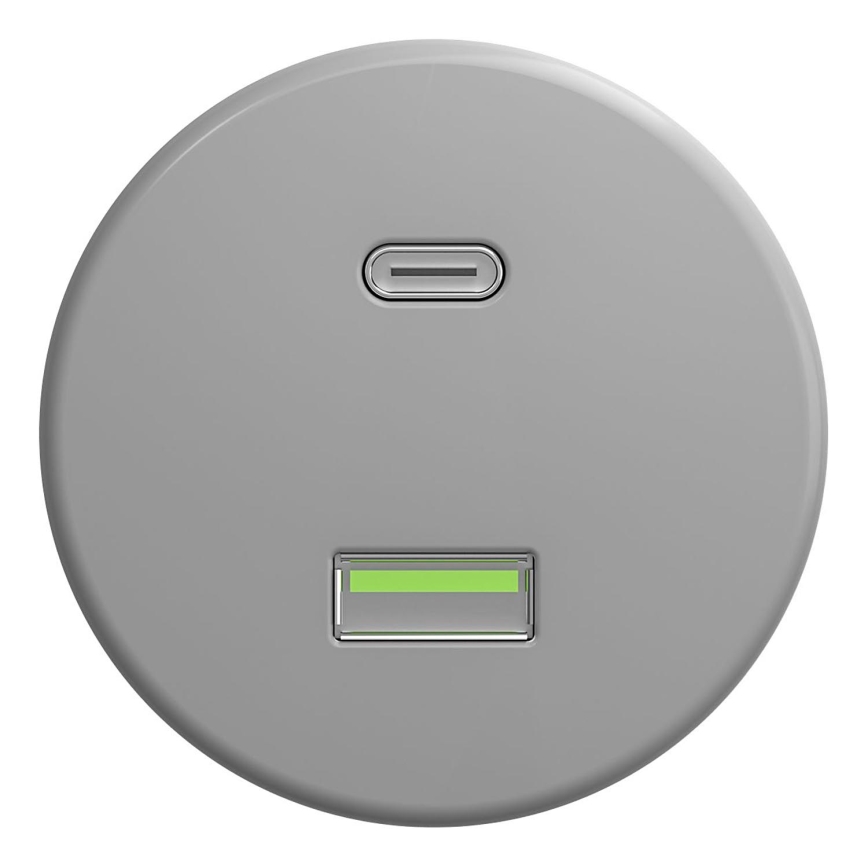 Kliklap - Retro USB stopcontact A+C zonder frame grijs