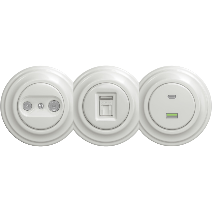 Kliklap - Retro USB stopcontact A+C zonder frame wit