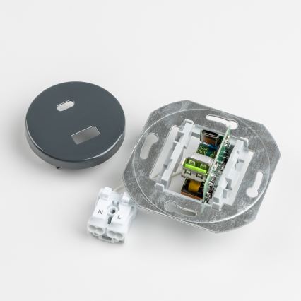 Kliklap - Retro USB-stopcontact met A- en C-poort en antraciet afdekraam