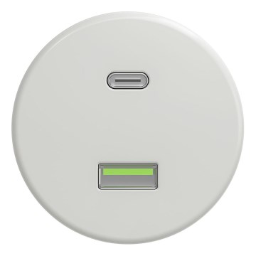 Kliklap - Retro USB-stopcontact (USB-A + USB-C), zonder afdekraam, keramisch wit