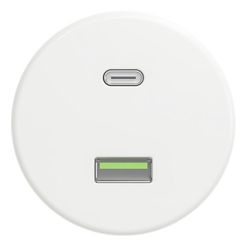 Kliklap - Retro USB-stopcontact (USB-A + USB-C) zonder afdekraam, wit