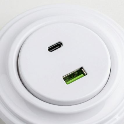 Kliklap - Retro USB-wandcontactdoos A+C met afdekraam, sneeuwwit