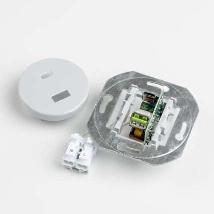Kliklap - Retro USB-wandcontactdoos A+C met frame, grijs