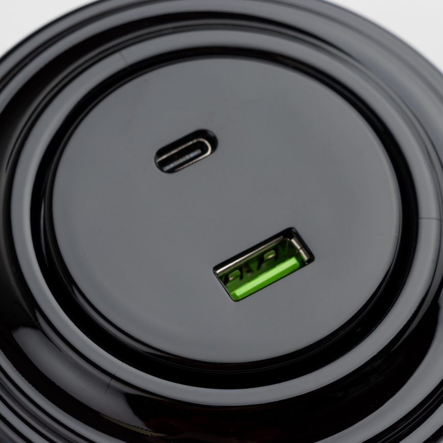 Kliklap - Retro USB-wandcontactdoos met USB-A en USB-C, zwart frame