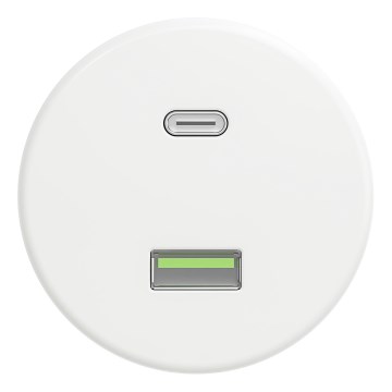 Kliklap - Retro USB-wandcontactdoos (USB-A + USB-C), frameloos, sneeuwwit