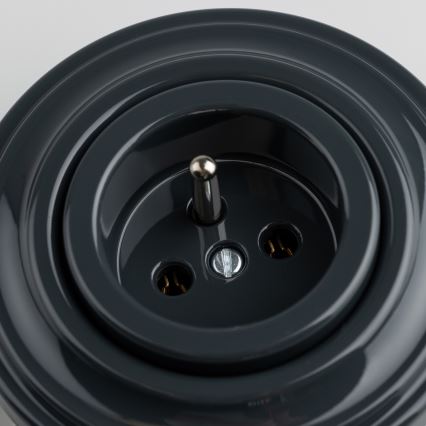 Kliklap - Retro wandcontactdoos met afdekraam 230V antraciet