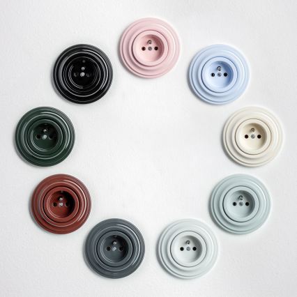 Kliklap - Retro wandcontactdoos met afdekraam 230V bruin