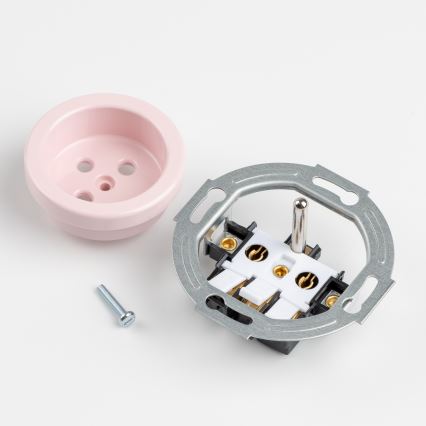 Kliklap - Retro wandcontactdoos met afdekraam 230V oudroze