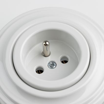 Kliklap - Retro wandcontactdoos met afdekraam 230V sneeuwwit