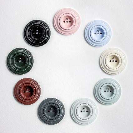 Kliklap - Retro wandcontactdoos met afdekraam 230V sneeuwwit