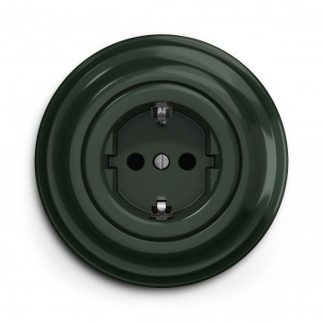 Kliklap - Retro wandcontactdoos met afdekraam, SCHUKO 230V/16A, groen
