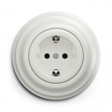 Kliklap - Retro-wandcontactdoos met afdekraam SCHUKO 230V/16A wit