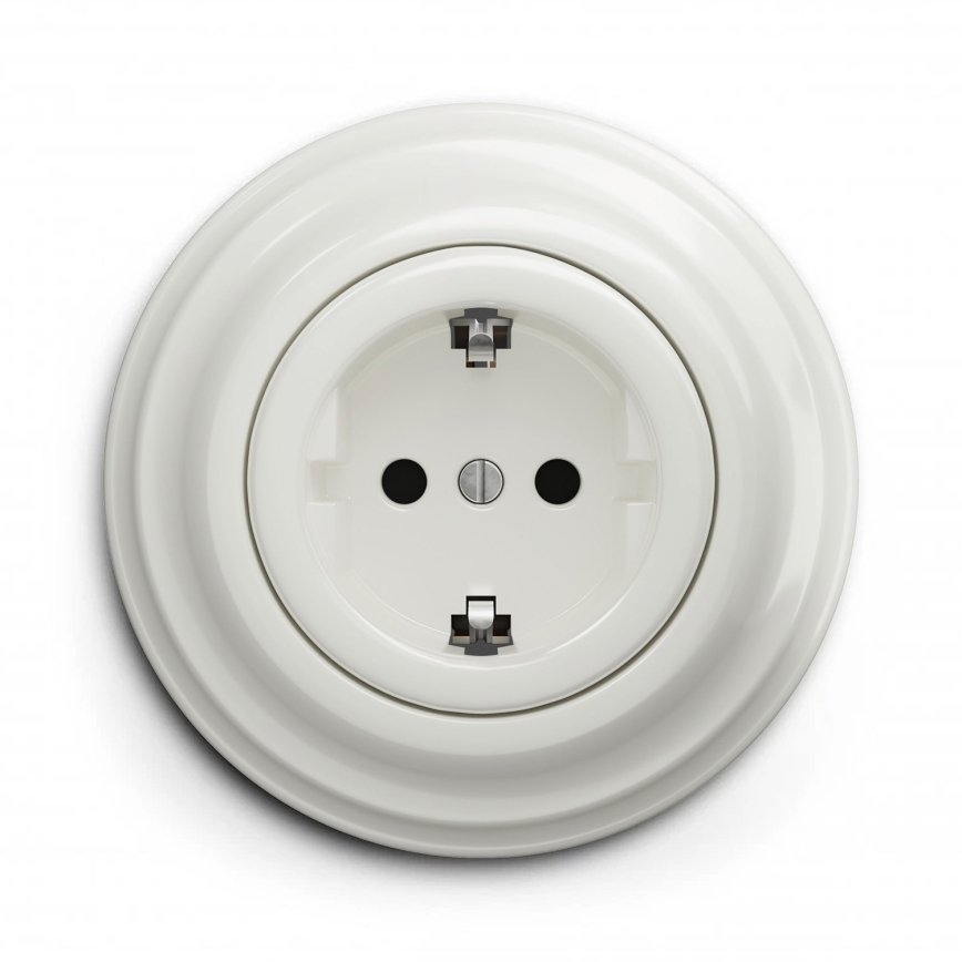 Kliklap - Retro-wandcontactdoos met afdekraam SCHUKO 230V/16A wit