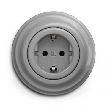 Kliklap - Retro wandcontactdoos met frame SCHUKO 230V/16A, grijs