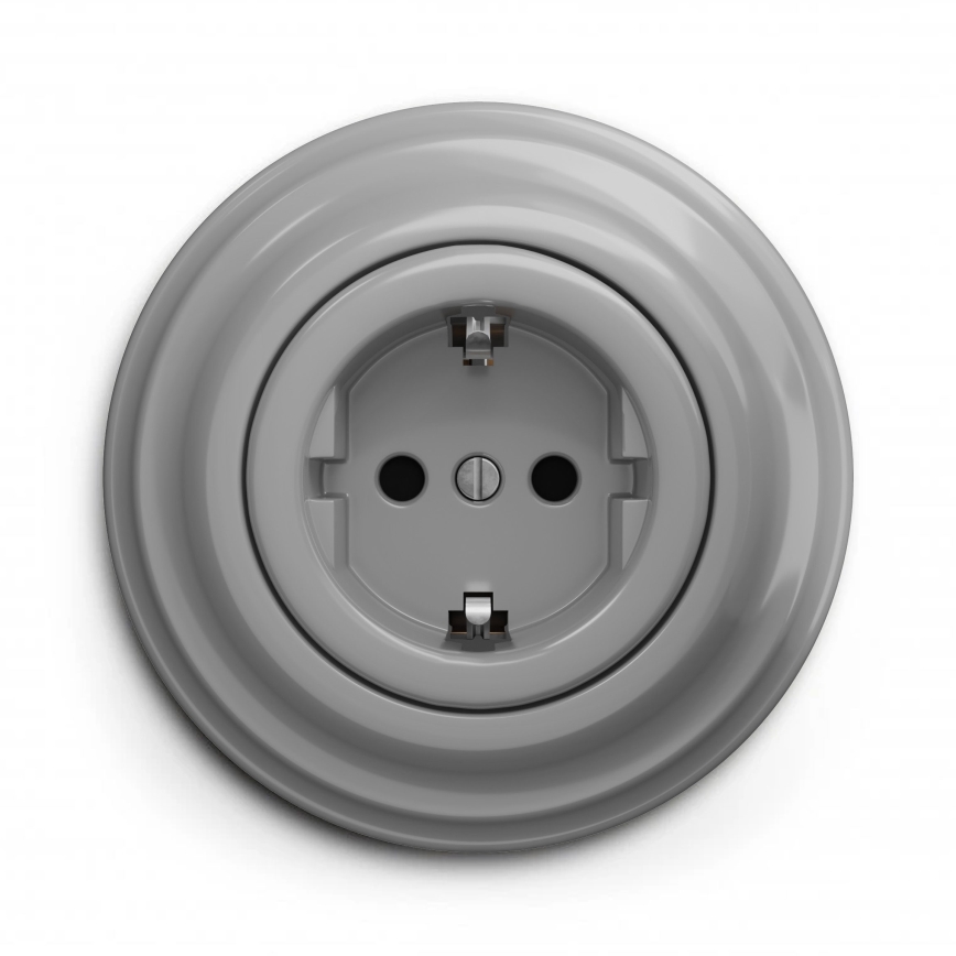 Kliklap - Retro wandcontactdoos met SCHUKO-afdekraam 230V/16A grijs