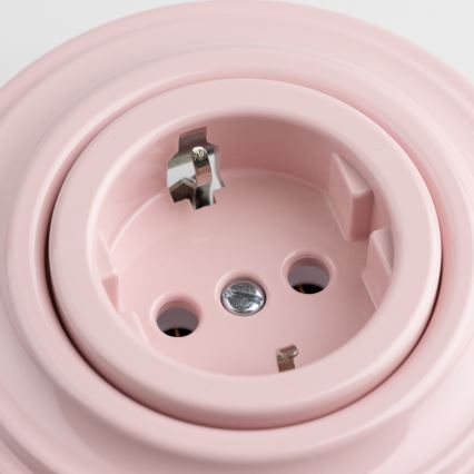 Kliklap - Retro wandcontactdoos met SCHUKO-frame 230V/16A, oudroze