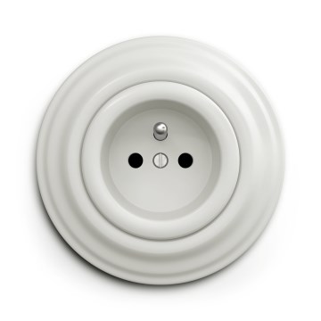 Kliklap - Retro wandcontactdoos met sierlijst 230V wit