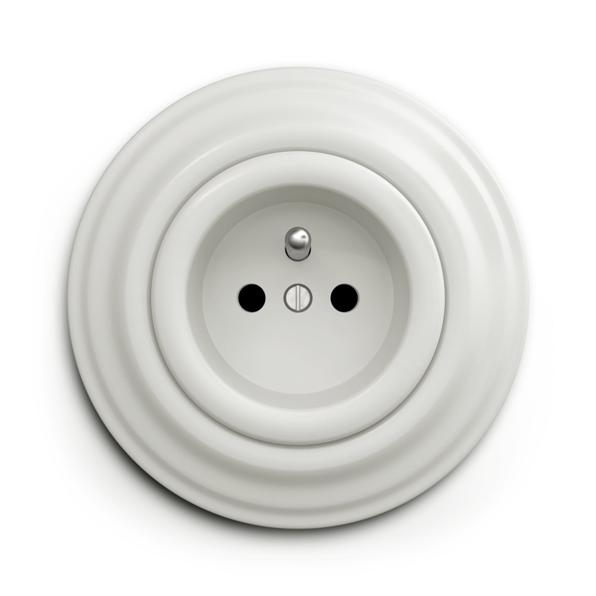 Kliklap - Retro wandcontactdoos met sierlijst 230V wit