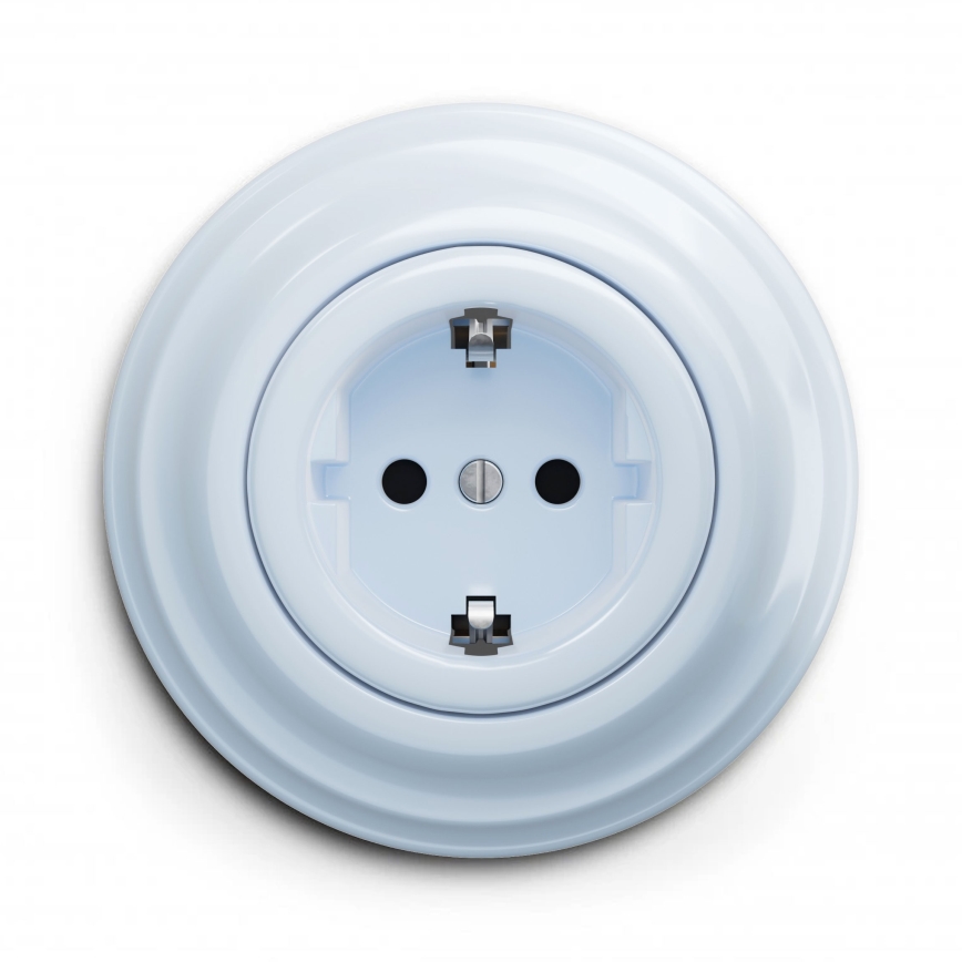 Kliklap - Retro wandcontactdoos voor huishoudelijk gebruik met SCHUKO-afdekraam 230V/16A, blauw