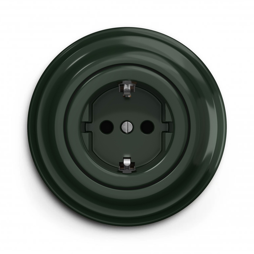 Kliklap - Retro wandcontactdoos voor thuis met afdekraam SCHUKO 230V/16A, groen