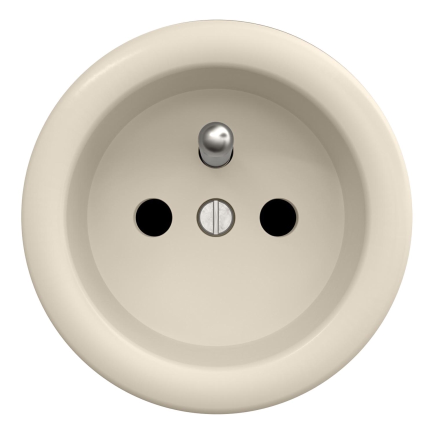 Kliklap - Retro wandcontactdoos voor thuis, zonder afdekraam, 230V, beige
