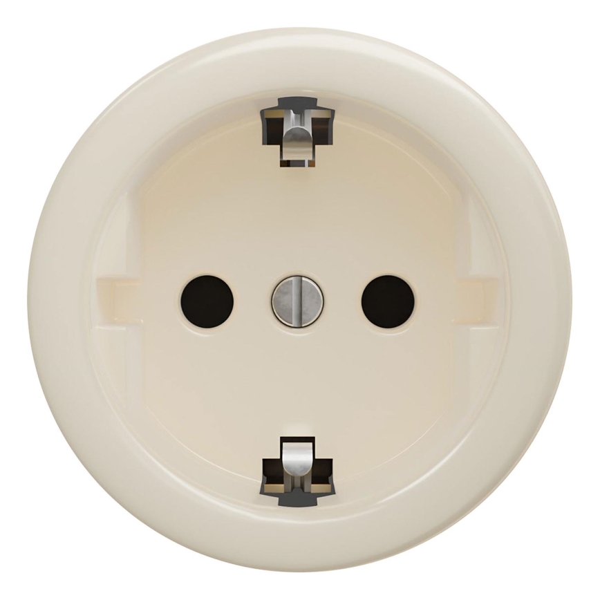 Kliklap - Retro wandcontactdoos zonder afdekraam SCHUKO 230V/16A beige