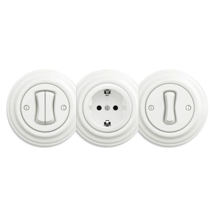 Kliklap - Retro wandcontactdoos zonder afdekraam SCHUKO 230V/16A wit