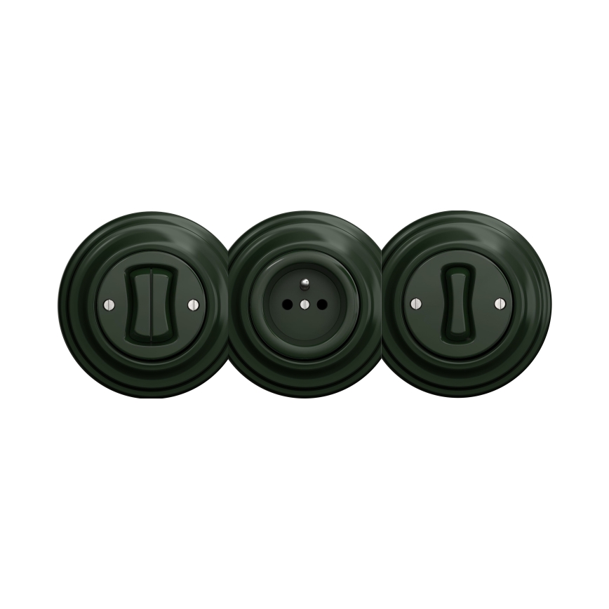 Kliklap - Retro wandcontactdoos zonder frame 230V groen