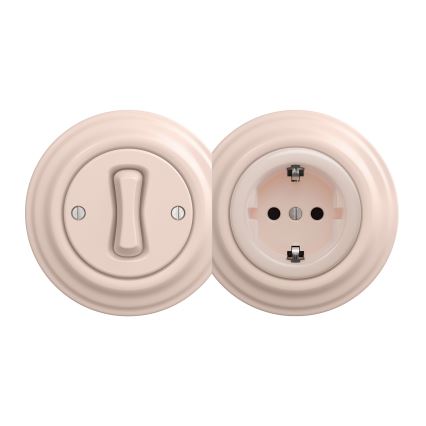 Kliklap - Retro wandcontactdoos zonder lijst SCHUKO 230V/16A oudroze