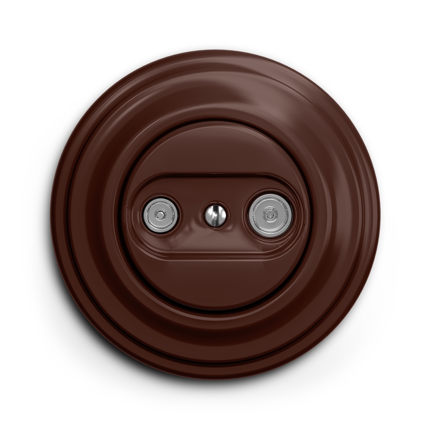 Kliklap - Vintage abonneecontactdoos TV+R (continuous) bruin