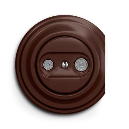 Kliklap - Vintage abonneecontactdoos TV+R (continuous) bruin