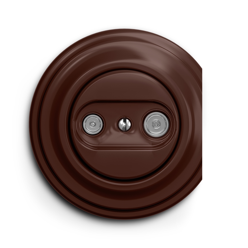 Kliklap - Vintage abonneecontactdoos TV+R (continuous) bruin