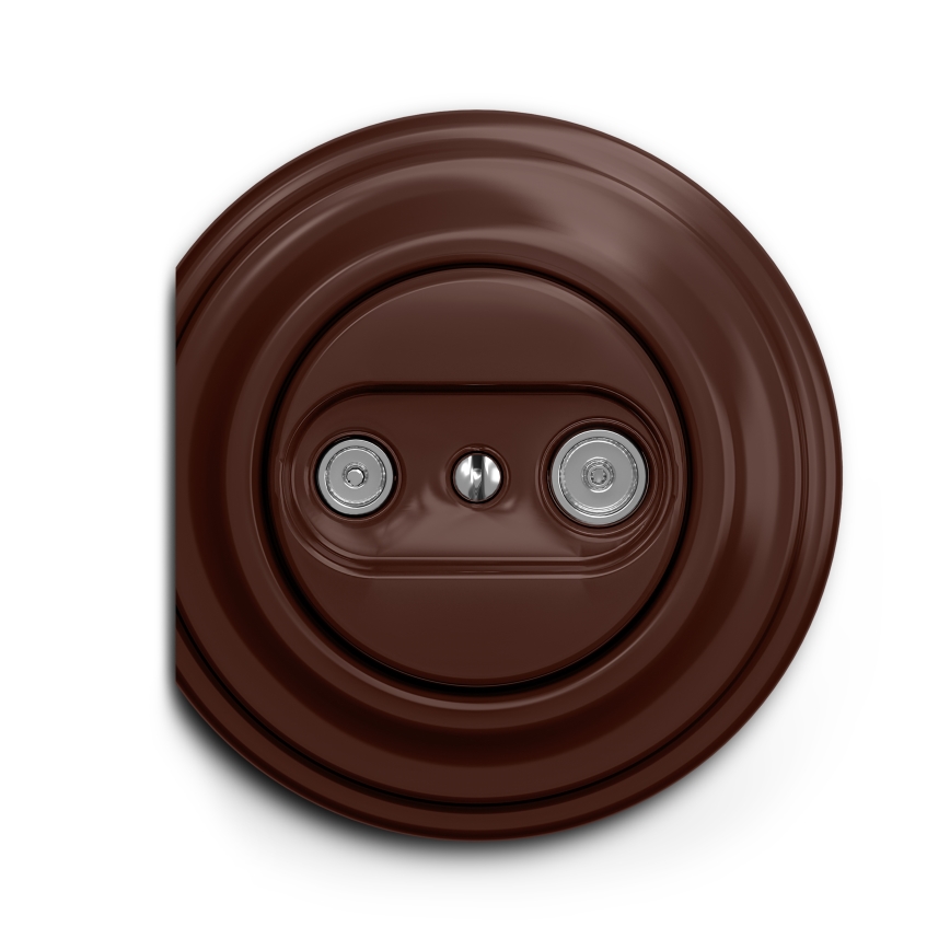 Kliklap - Vintage abonneecontactdoos TV+R (continuous) bruin