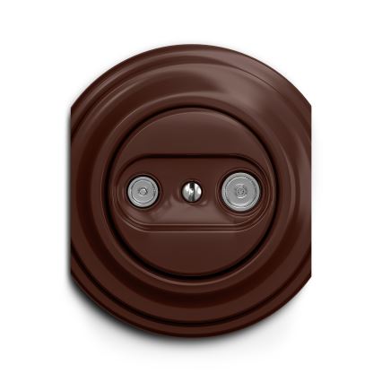 Kliklap - Vintage abonneecontactdoos TV+R (continuous) bruin