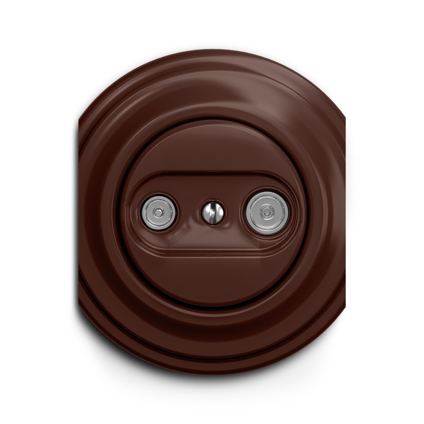 Kliklap - Vintage abonneecontactdoos TV+R (continuous) bruin