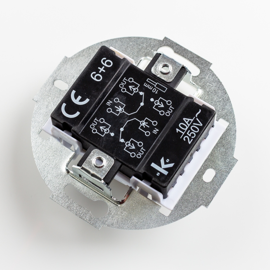 Kliklap - Vintage dubbele trap schakelaar zonder frame nr. 6+6 zwart