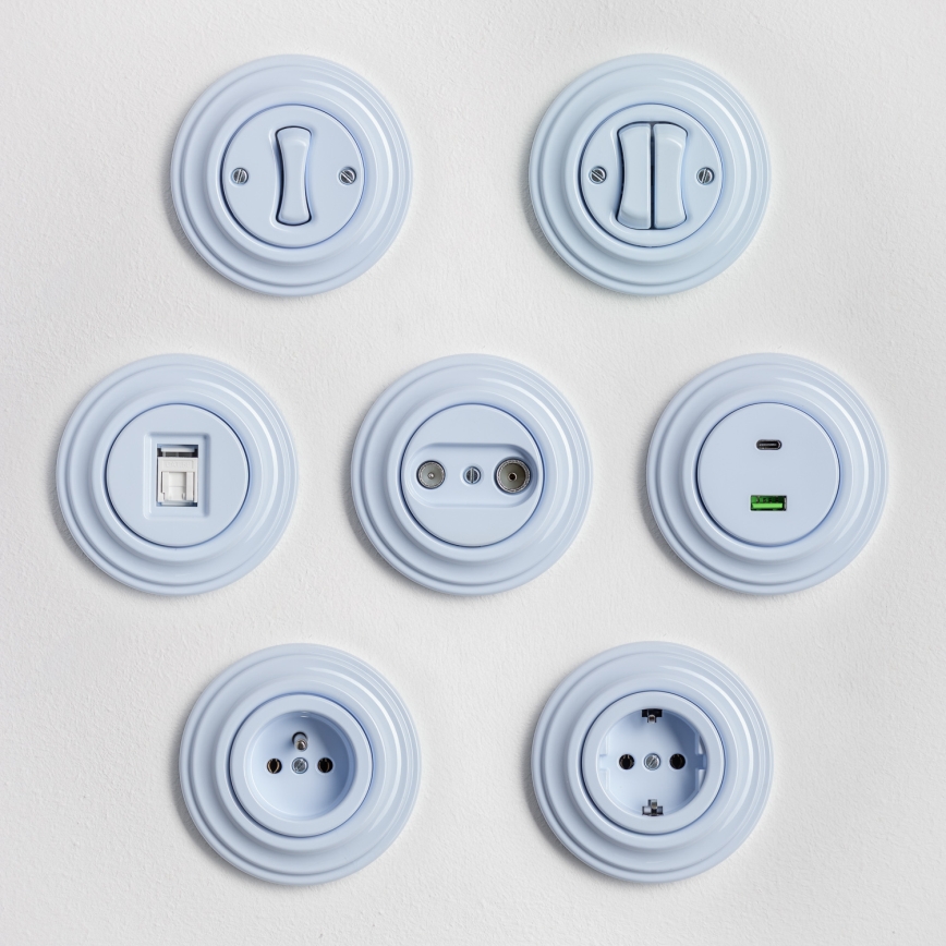 Kliklap - Vintage trap schakelaar zonder frame nr. 6 blauw