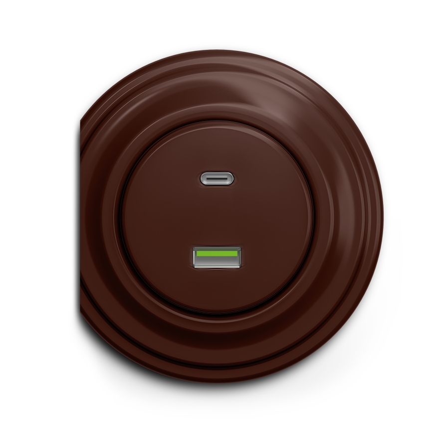 Kliklap - Vintage USB-aansluiting A+C bruin