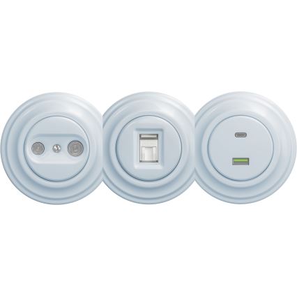 Kliklap - Vintage USB-aansluiting A+C zonder frame blauw