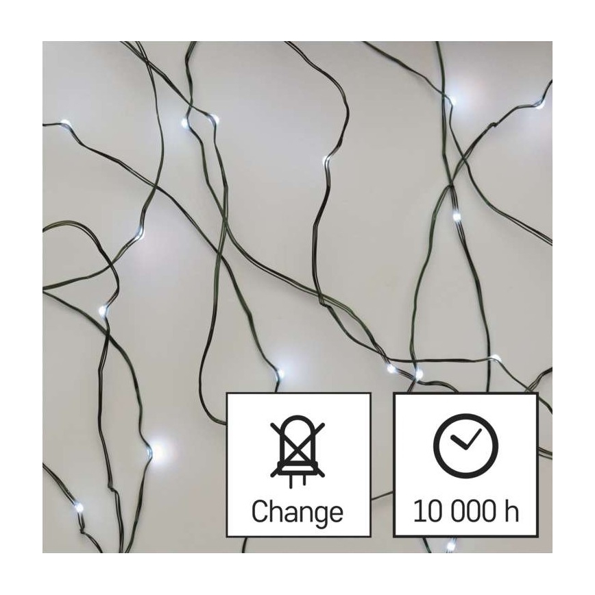 Koel wit LED Kerst buitenketting 150x LED / 20m IP44