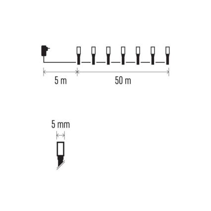 Koel Wit LED Kerst buitenketting 500x LED / 55m IP44