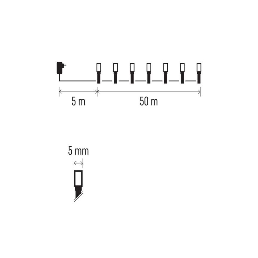 Koel Wit LED Kerst buitenketting 500x LED / 55m IP44