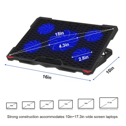 Koelsysteem voor een Laptop 5x fan 2xUSB zwart